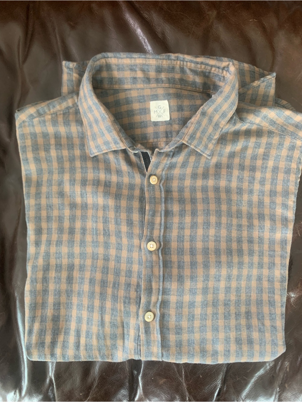 GMF 965 Classic Blue & Beige Check Men's Button-Up Shirt